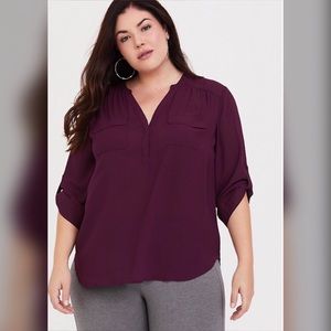 HARPER - BURGUNDY GEORGETTE PULLOVER BLOUSE